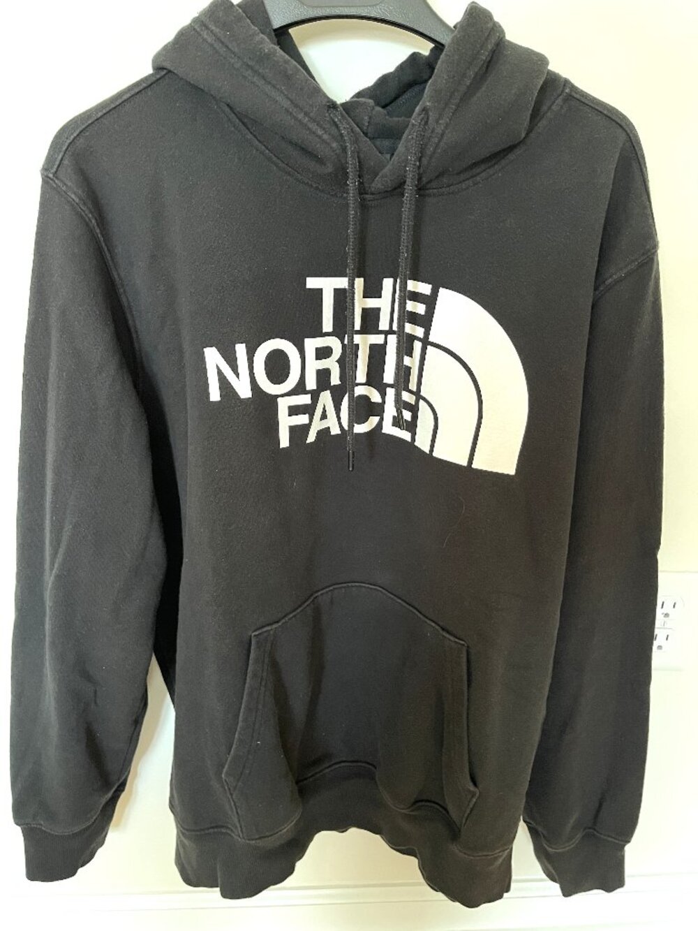 The North Face Black Hoodie Pullover Sweatshirt Mens Large White Logo Size XL